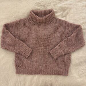 Aritizia Wilfred Dusty Rose Alpaca Chunky Knit Ribbed Sweater